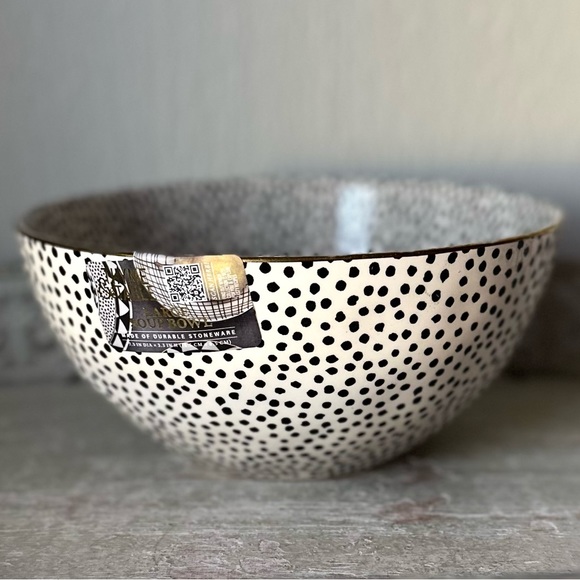 Thyme & Table Kitchen Large Thyme Table Polka Dot Wgold Rim Durable